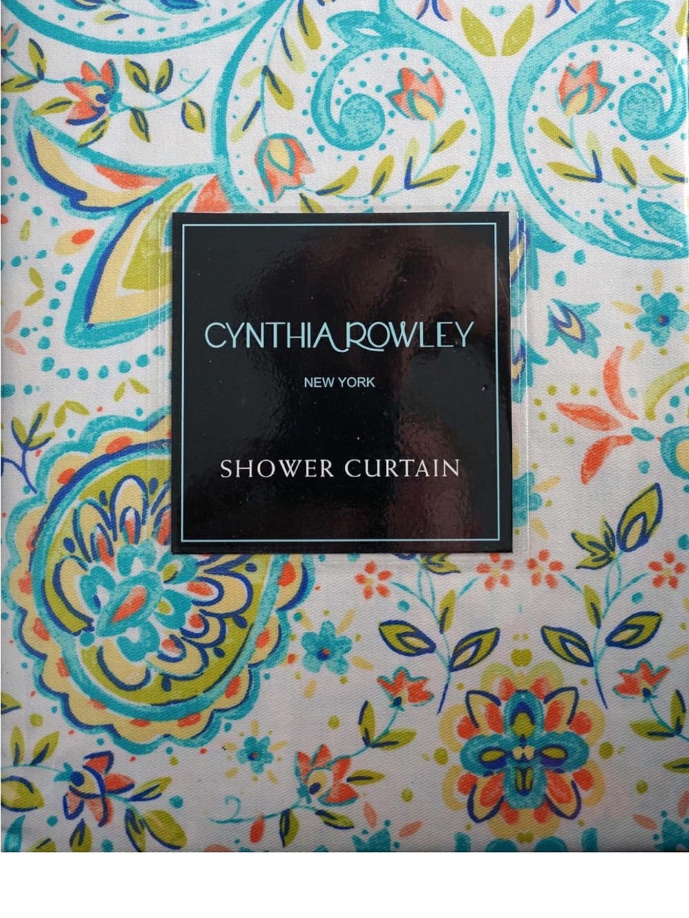 Cynthia Rowley Teal, Coral & Yellow Floral/Paisley Shower Curtain